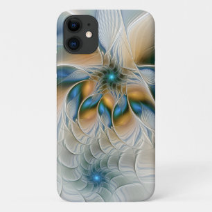 Soaring, Abstract Fantasy Fractal Art With Blue iPhone 11 Case