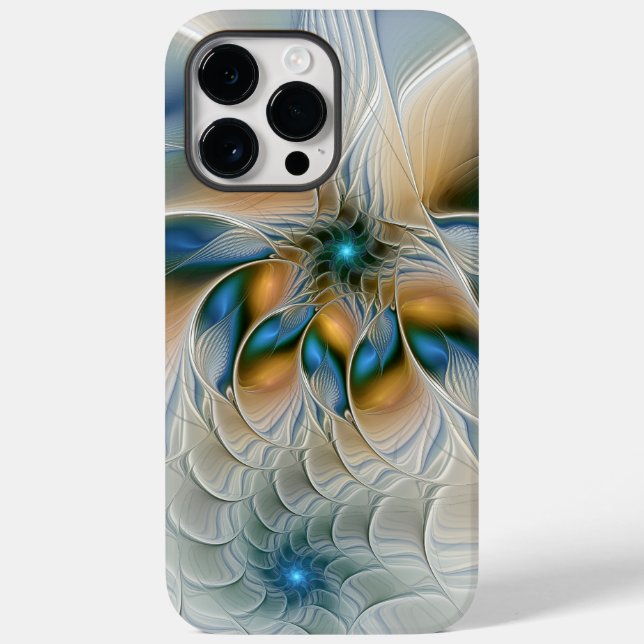 Soaring, Abstract Fantasy Fractal Art With Blue Case-Mate iPhone Case (Back)