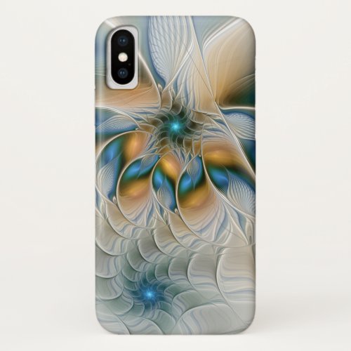 Soaring Abstract Fantasy Fractal Art With Blue iPhone X Case
