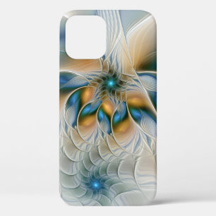 Soaring, Abstract Fantasy Fractal Art With Blue iPhone 12 Case