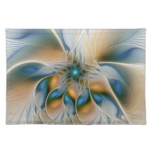 Soaring, Abstract Fantasy Fractal Art With Blue Cloth Placemat