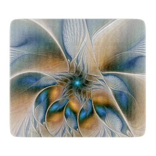 Soaring Abstract Fantasy Fractal Art With Blue Cutting Board