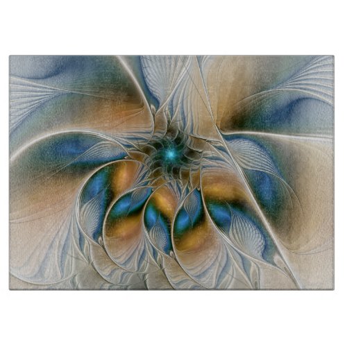 Soaring Abstract Fantasy Fractal Art With Blue Cutting Board