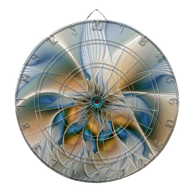 Soaring, Abstract Fantasy Fractal Art With Blue Dart Board (Front)