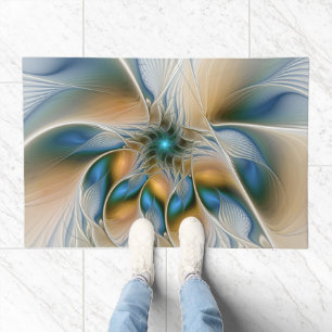 Soaring, Abstract Fantasy Fractal Art With Blue Doormat
