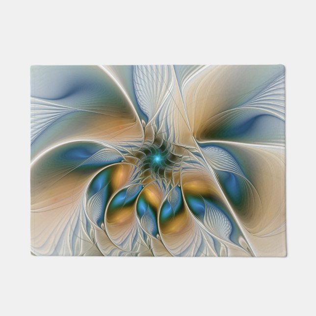Soaring, Abstract Fantasy Fractal Art With Blue Doormat (Front)