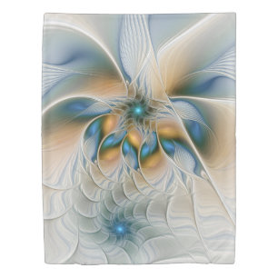 Soaring, Abstract Fantasy Fractal Art With Blue Duvet Cover