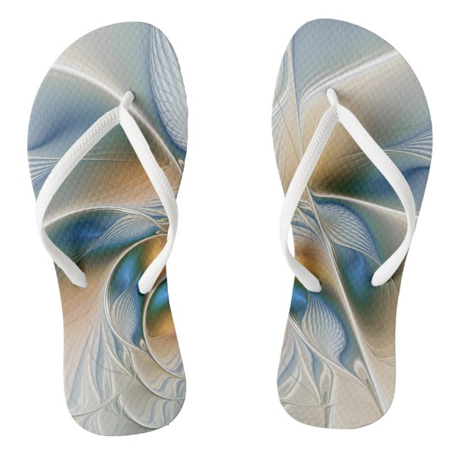 Soaring, Abstract Fantasy Fractal Art With Blue Flip Flops (Footbed)