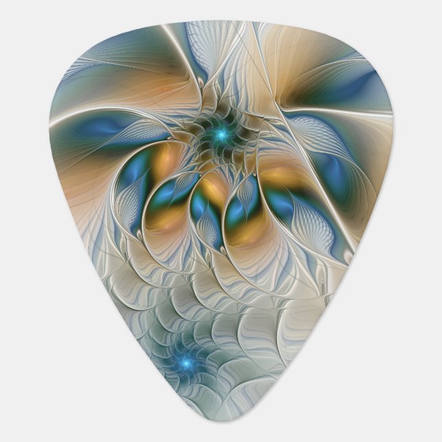 Soaring, Abstract Fantasy Fractal Art With Blue Guitar Pick (Front)