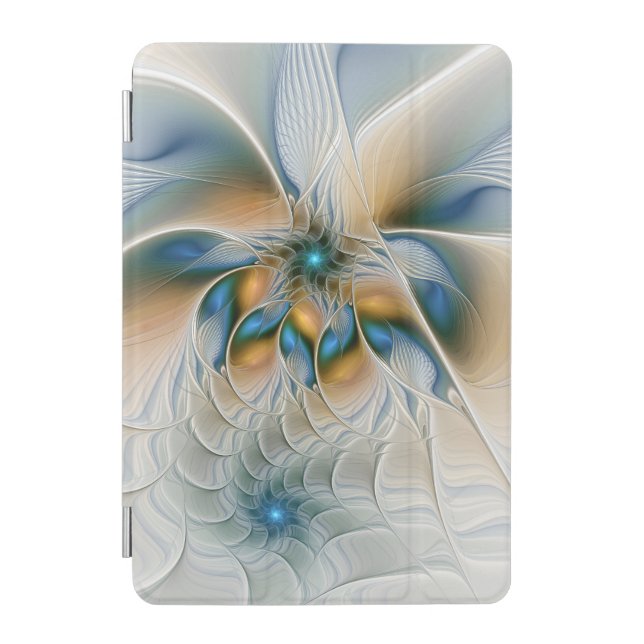 Soaring, Abstract Fantasy Fractal Art With Blue iPad Mini Cover (Front)