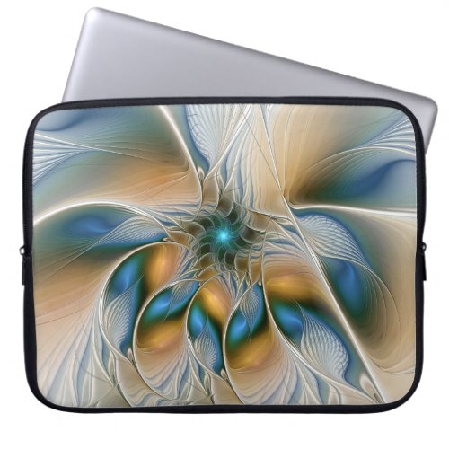 Soaring Abstract Fantasy Fractal Art With Blue Laptop Sleeve