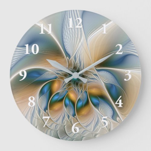Soaring Abstract Fantasy Fractal Art With Blue Large Clock