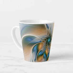 Soaring, Abstract Fantasy Fractal Art With Blue Latte Mug