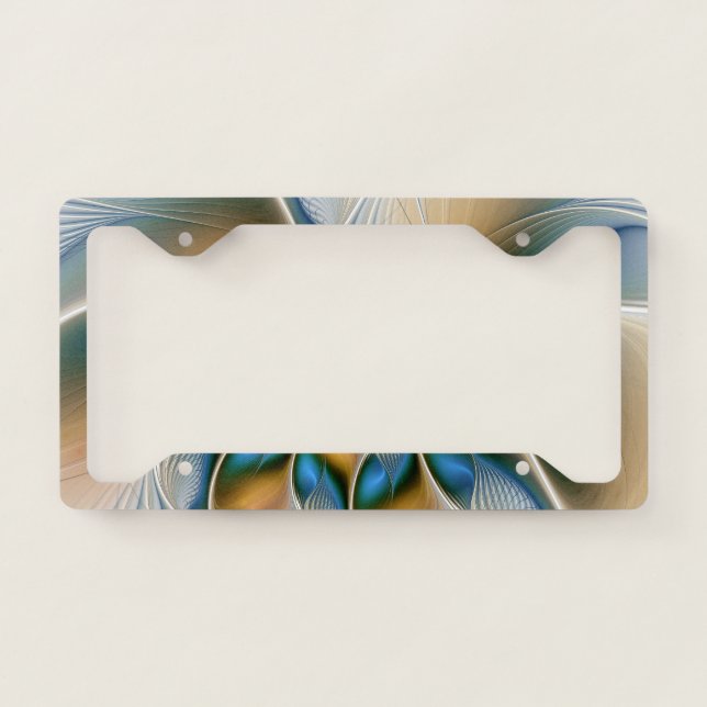 Soaring, Abstract Fantasy Fractal Art With Blue License Plate Frame (Front)