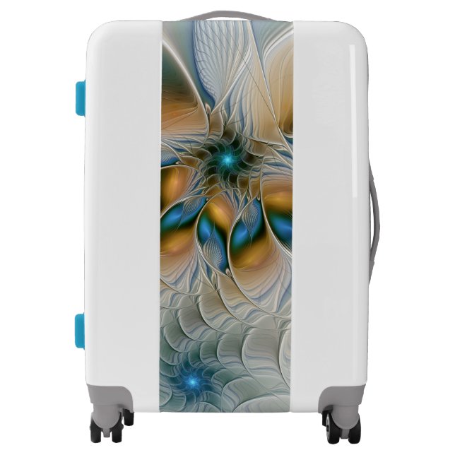 Soaring, Abstract Fantasy Fractal Art With Blue Luggage (Front)