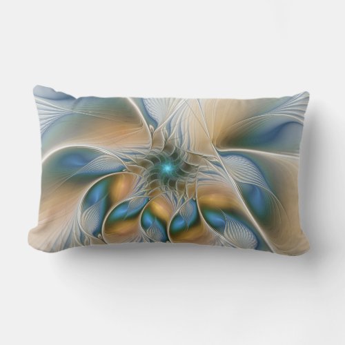 Soaring Abstract Fantasy Fractal Art With Blue Lumbar Pillow