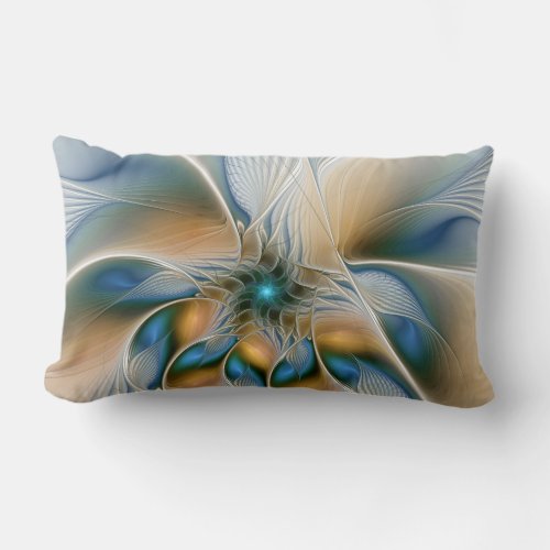 Soaring Abstract Fantasy Fractal Art With Blue Lumbar Pillow