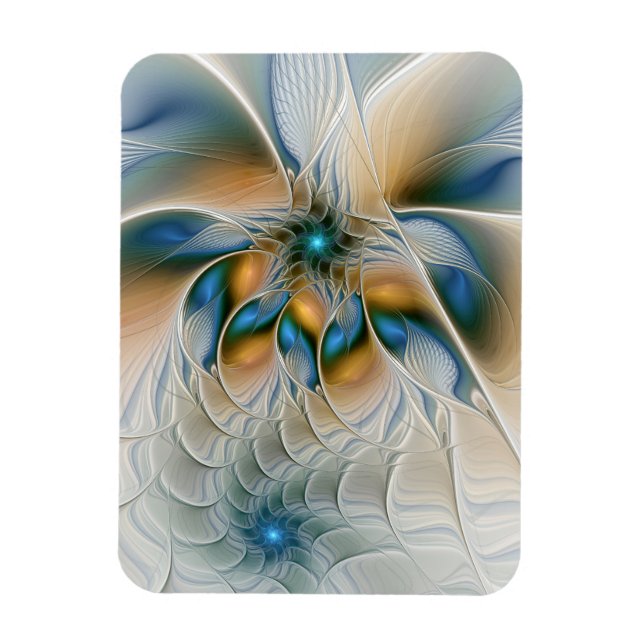 Soaring, Abstract Fantasy Fractal Art With Blue Magnet (Vertical)
