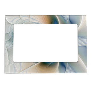 Soaring, Abstract Fantasy Fractal Art With Blue Magnetic Frame