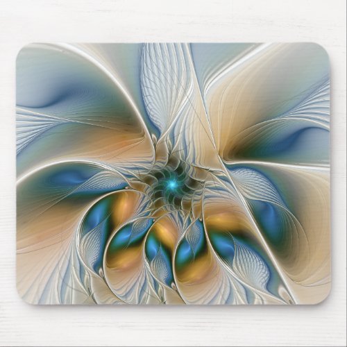 Soaring Abstract Fantasy Fractal Art With Blue Mouse Pad
