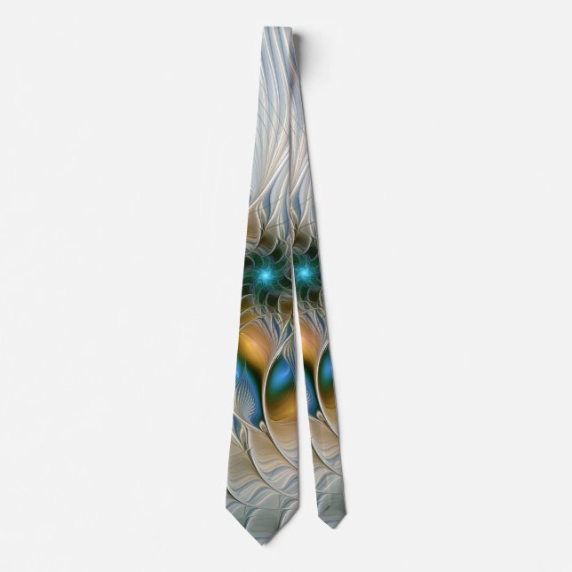 Soaring, Abstract Fantasy Fractal Art With Blue Neck Tie (Front)