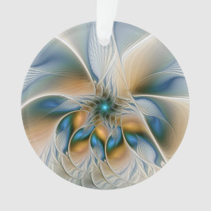 Soaring, Abstract Fantasy Fractal Art With Blue Ornament