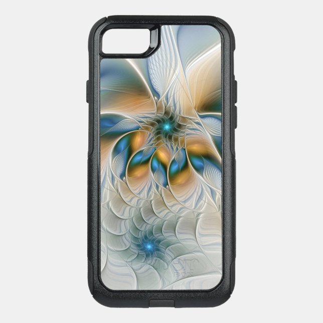 Soaring, Abstract Fantasy Fractal Art With Blue Otterbox iPhone Case (Back)