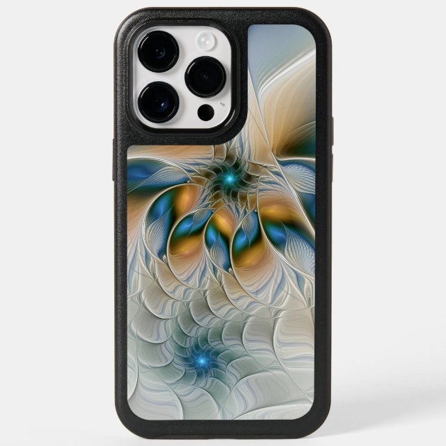 Soaring, Abstract Fantasy Fractal Art With Blue Otterbox iPhone Case (Back)