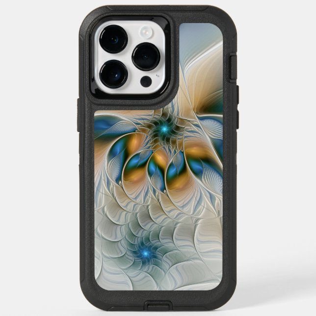 Soaring, Abstract Fantasy Fractal Art With Blue Otterbox iPhone Case (Back)