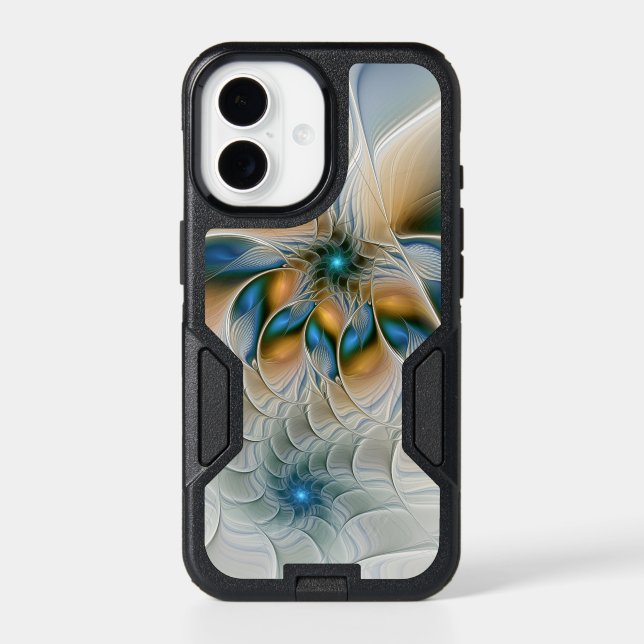 Soaring, Abstract Fantasy Fractal Art With Blue Otterbox iPhone Case (Back)