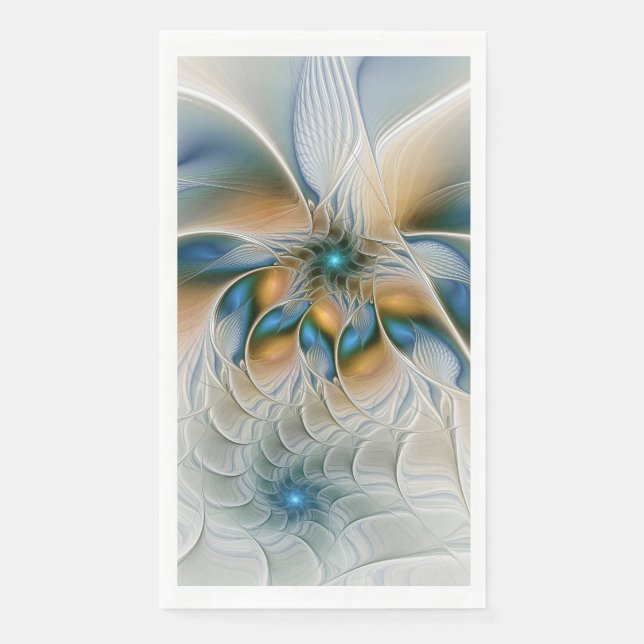 Soaring, Abstract Fantasy Fractal Art With Blue Paper Guest Towels (Front)