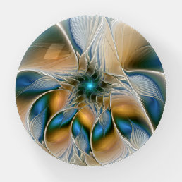 Soaring, Abstract Fantasy Fractal Art With Blue Paperweight