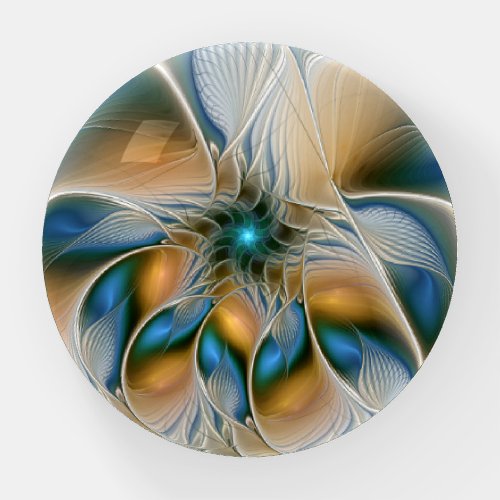 Soaring Abstract Fantasy Fractal Art With Blue Paperweight