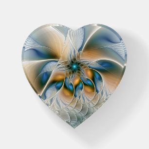 Soaring, Abstract Fantasy Fractal Art With Blue Paperweight
