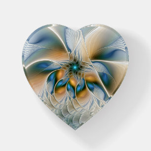 Soaring, Abstract Fantasy Fractal Art With Blue Paperweight