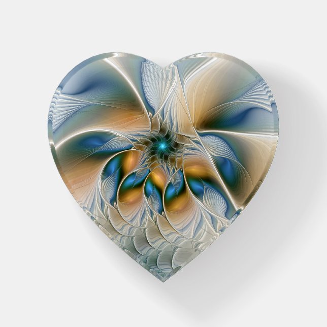 Soaring, Abstract Fantasy Fractal Art With Blue Paperweight (Front)