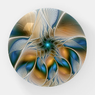 Soaring, Abstract Fantasy Fractal Art With Blue Paperweight