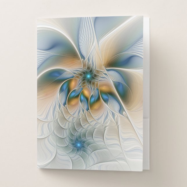 Soaring, Abstract Fantasy Fractal Art With Blue Pocket Folder (Front)