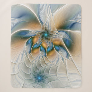 Soaring, Abstract Fantasy Fractal Art With Blue Sherpa Blanket