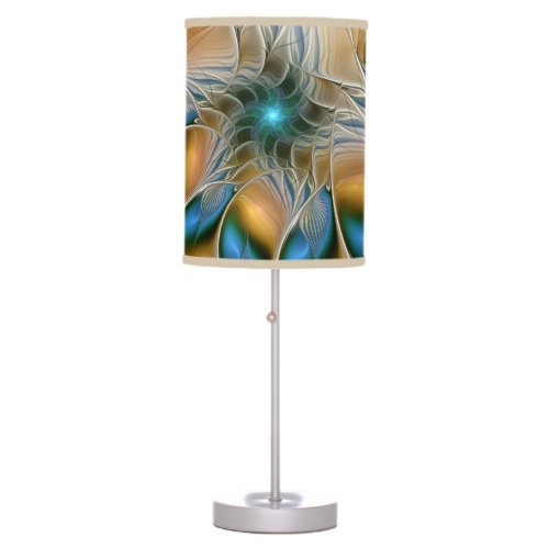 Soaring Abstract Fantasy Fractal Art With Blue Table Lamp