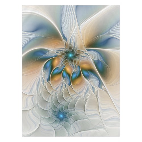 Soaring Abstract Fantasy Fractal Art With Blue Tablecloth