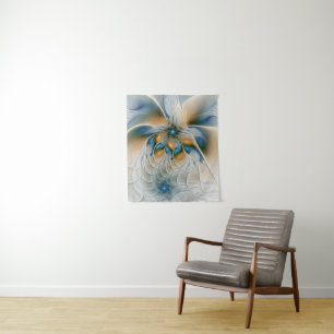Soaring, Abstract Fantasy Fractal Art With Blue Tapestry