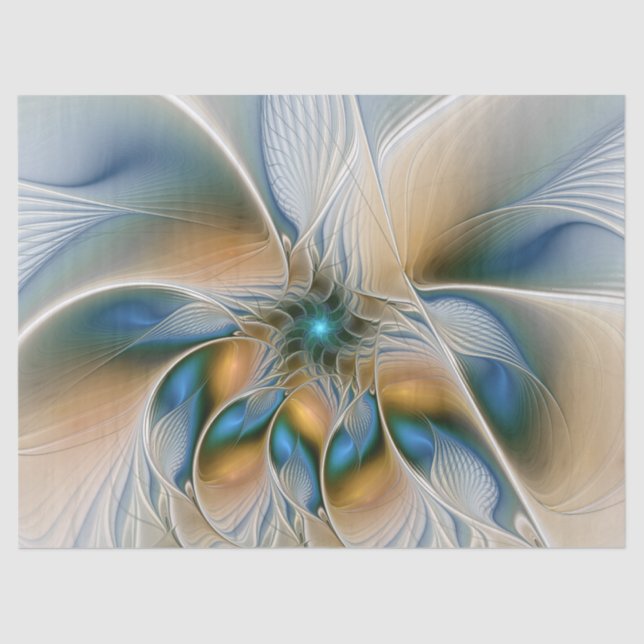 Soaring, Abstract Fantasy Fractal Art With Blue Tissue Paper (Front)