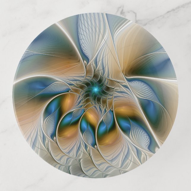 Soaring, Abstract Fantasy Fractal Art With Blue Trinket Tray (Front)