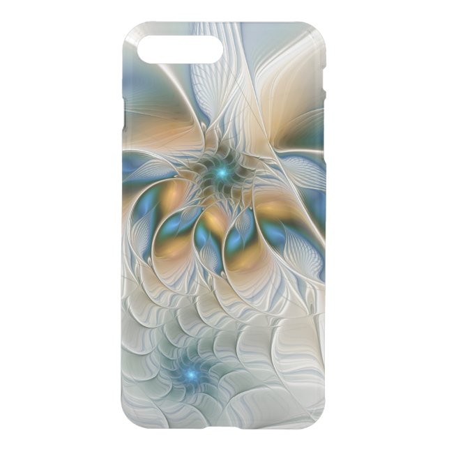 Soaring, Abstract Fantasy Fractal Art With Blue Uncommon iPhone Case (Back)