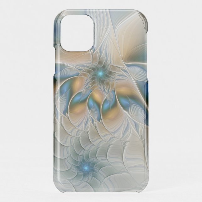 Soaring, Abstract Fantasy Fractal Art With Blue Uncommon iPhone Case (Back)