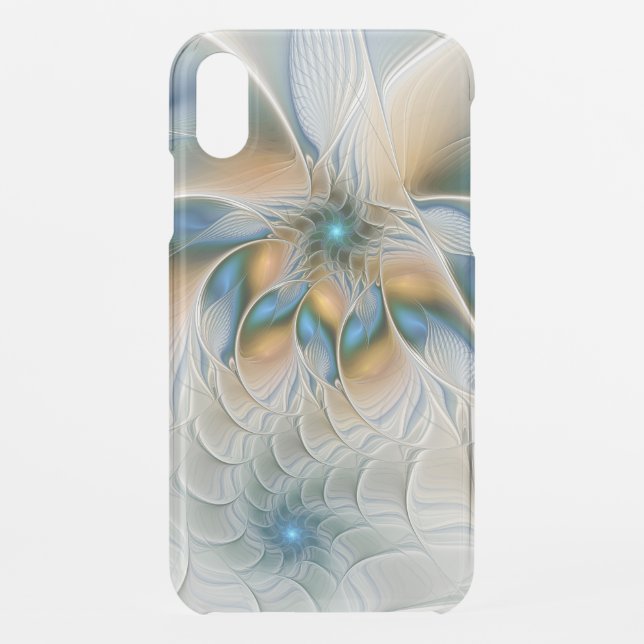 Soaring, Abstract Fantasy Fractal Art With Blue Uncommon iPhone Case (Back)