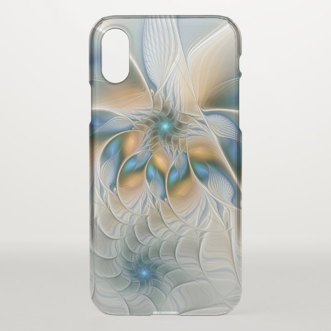 Soaring, Abstract Fantasy Fractal Art With Blue Uncommon iPhone Case (Back)