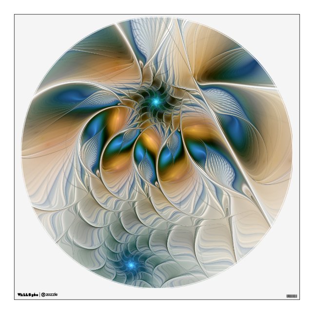Soaring, Abstract Fantasy Fractal Art With Blue Wall Decal (Front)