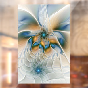 Soaring, Abstract Fantasy Fractal Art With Blue Window Cling